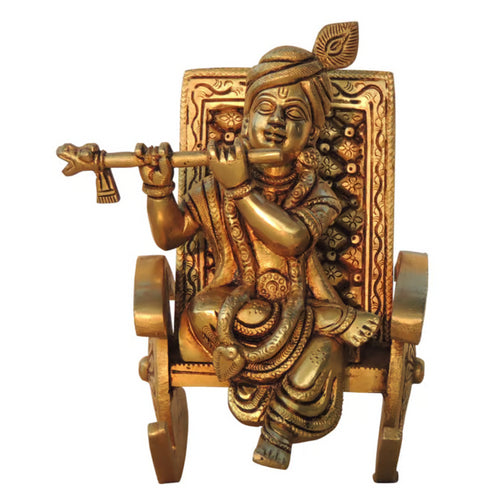 Brass Krishna with Chair God Idol 2.3 Kg